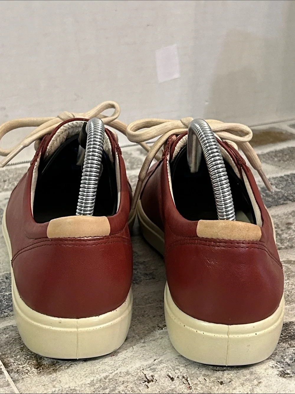 Ecco Women’s Casual Leather Sneakers in Brown with Cream Laces